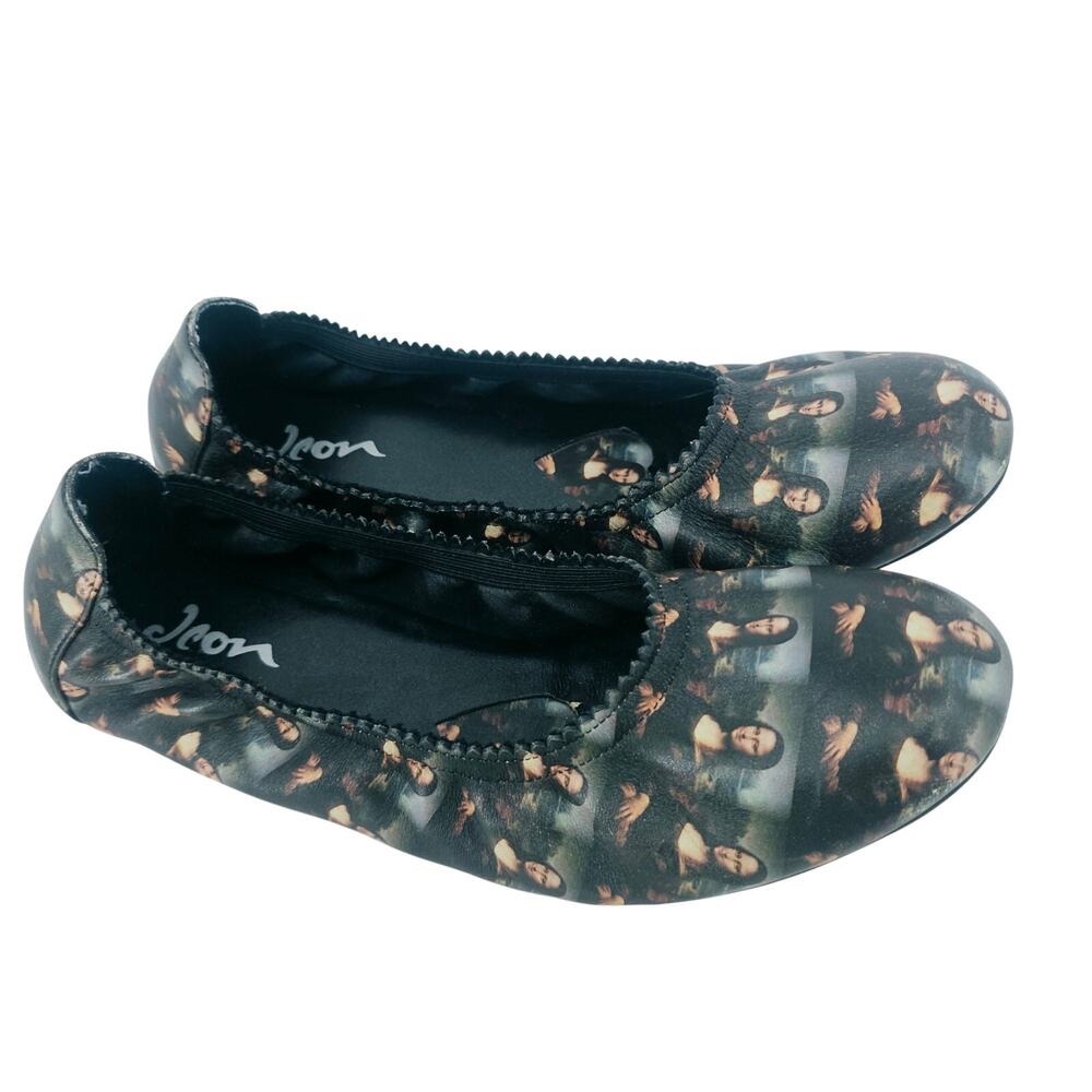 Rare Y2K ICON Wearable Art Mona Lisa Inspired Ballet Flats Shoe size 6.5